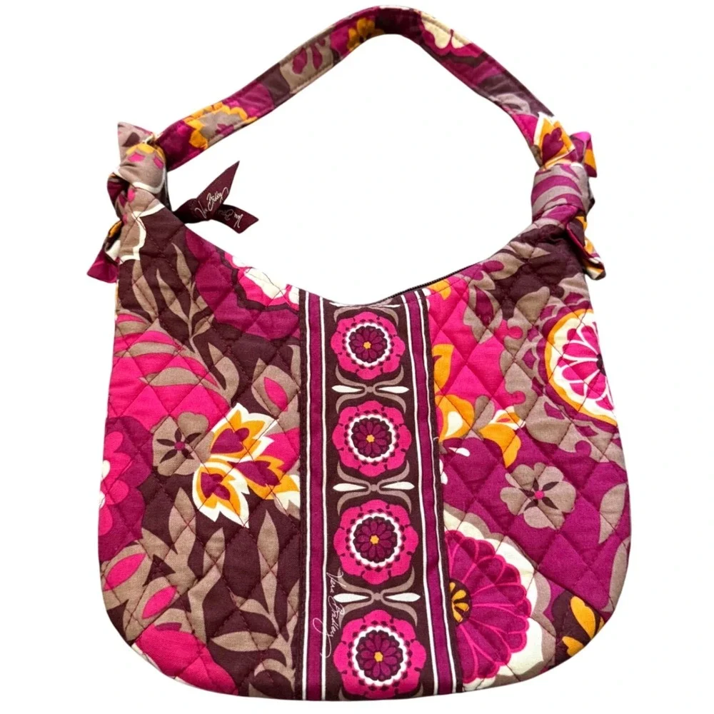 Vera Bradley Floral bow Quilted Shoulder‎ Bag Handbag Pink Brown Olivia Carnaby